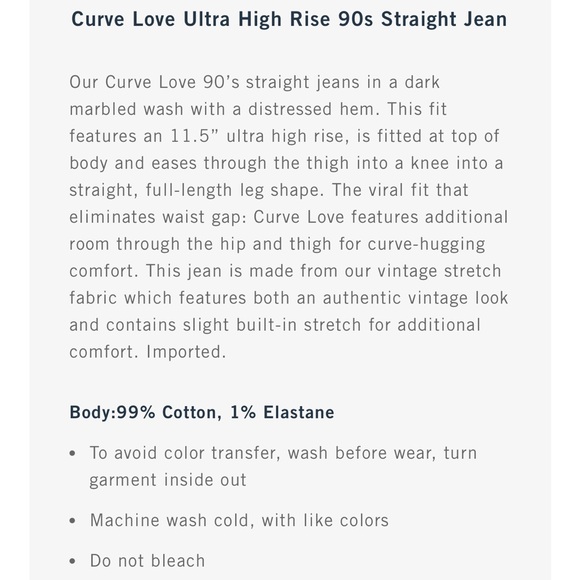 Abercrombie curve love 90’s ultra high rise straight jean - Picture 3 of 6